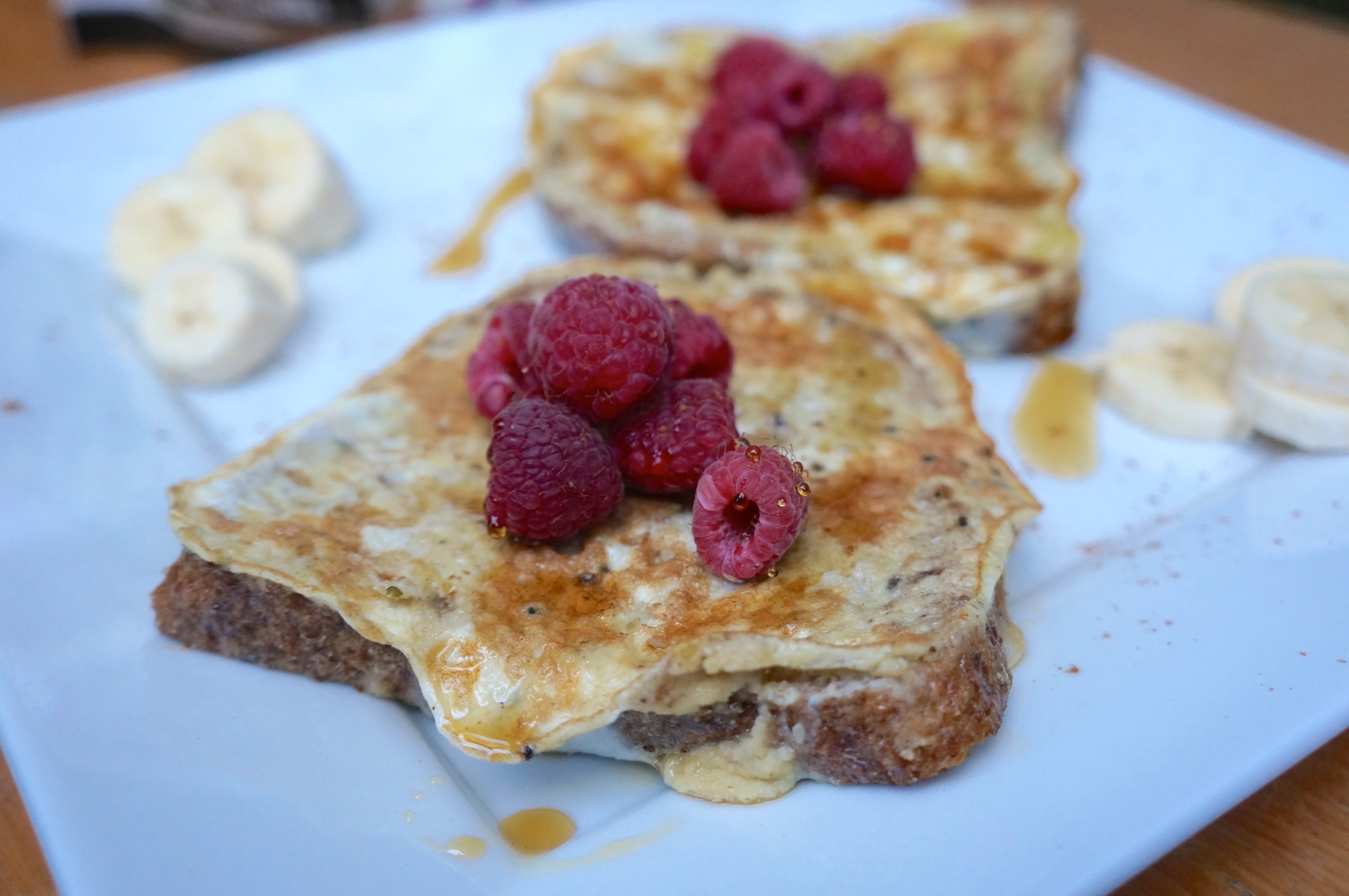Protein Vanilla French Toast with Raspberries